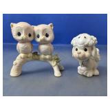(2) Animal Figurines Owl Pair & Sheep