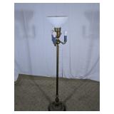 Brass Tone Torchiere Floor Lamp With Side