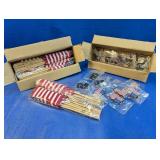 (2)US Flag Stick Sets & Keychains Lot