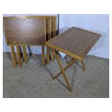 (4) Wood Folding Tray Tables Set