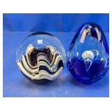 (2) Art Glass Decorative Paperweights