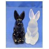 (2) Glass Bunny Figurines