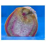(1) Pink Dyed Agate Geode Slice