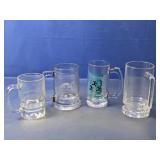 (4) Small Glass Mini-Beer Mugs Lot