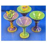 (4) Mardi Gras Ceramic Goblets Lot