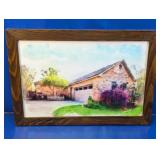 (1) Framed House Landscape Art Print