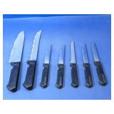 (7) Kitchen/Steak Knives w/ Black Handles Lot