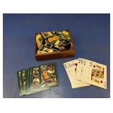 (1) Vintage Playing Card Set in Wooden Box