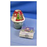 (2) Christmas Candle Shade & Coaster Set