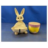 (2) Ceramic Holders ï¿½ Bunny Dish & Pot Cover