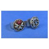 (2) Adjustable Silver Tone Decorative Rings