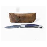 (1) Custom Handcrafted Folding Knife w/ Sheath