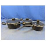 (3)T-fal Non-Stick Saucepans & Pot Cookware Set