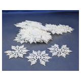 Collection of White Glitter Snowflake Ornaments