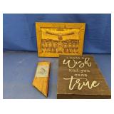 (3)Rustic & Engraved Wall Decor Lot
