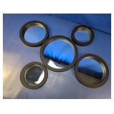 (5) Round Wall Mirrors with Black Frames