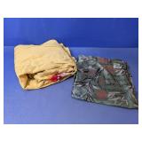 (2) Vintage Dragon Robe & Green Floral Silk Scarf