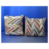 (2) Modern Chevron Print Throw Pillows Duo