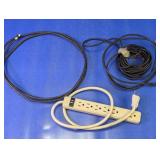 (3) Assorted Cables & Power Strip