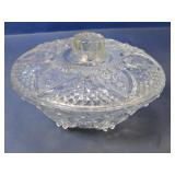 Vintage Pressed Glass Lidded Candy Dish