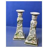 (2) Vintage Ceramic Taper Candle Holders Duo