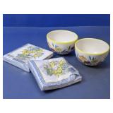 (4) IHR Bowls & Bunny Napkin Set