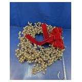 (2) Glittered Gold Berry Wreath with Red Bow