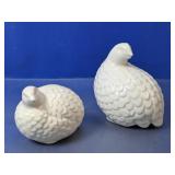 (2) Vintage White Ceramic Quail/Figurines Duo