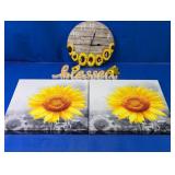 (4) Sunflower Wall Dï¿½cor Set