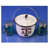 (3) Texas A&M Pot & Mason-Style Shakers