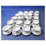 (22) White Teacups with Matching Saucers