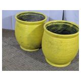 (2) Yellow Ceramic Planters