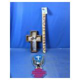 (3)Christian Eagle Decor & Footprints Flag Lot