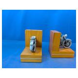 (2)Harley-Davidson Wooden Motorcycle Bookends Duo