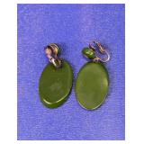 Vintage Pea Soup Green Bakelite Drop Earrings