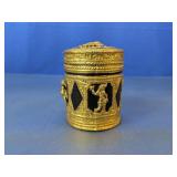 Vtg Burmese Gilt and Black Lacquer Betel Box