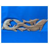 (1) Hand Carved Wood Dolphin Wall Art