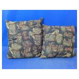 (2)Vintage Motorcycle Tapestry Throw Pillows Lot