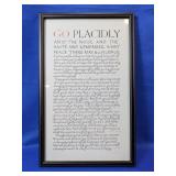 Go Placidly Framed Inspirational Quote Wall Art