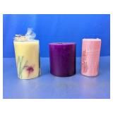 (3) Decorative Pillar & Scented Candles