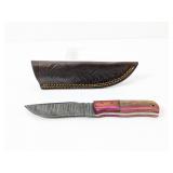 (1) Handcrafted Damascus Knife w/ Sheath