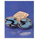 Mid-Century Blue & Black Slag Glass Cuff Links