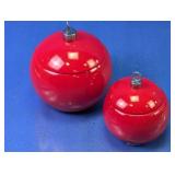 (2) Red Ceramic Lidded Jars
