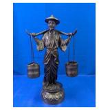 Vintage Chinese Bronze Water Carrier Statue