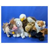(5)Plush Animal Lot: Eagle, Fox, Cow & More