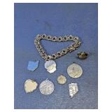 Vintage Sterling Charm Bracelet & Charms