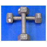 (2) 5 lb Cast Iron Hex Dumbbells