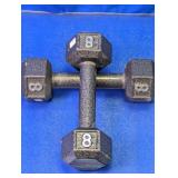 (2) 8 lb Cast Iron Hex Dumbbells