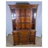 Vintage Wood China Cabinet Hutch - No Keys