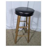 Wood Bar Stool with Black Padded Seat